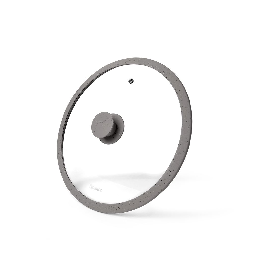 Крышка ARCADES 26 см с "мраморным" ободком, цвет СЕРЫЙ (стекло)