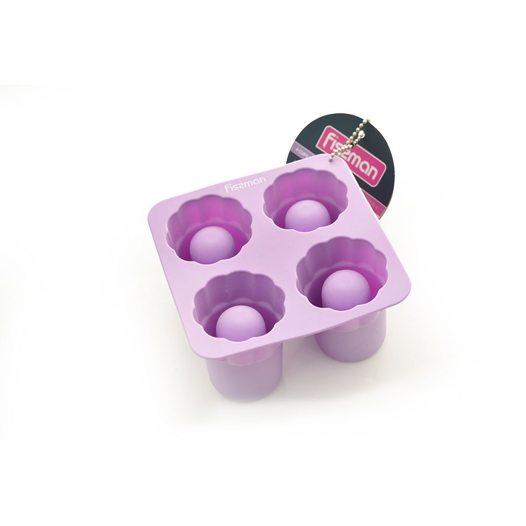 Форма для льда и мороженого 4 ячейки 12x6 см, цв. ЛИЛОВЫЙ (силикон)