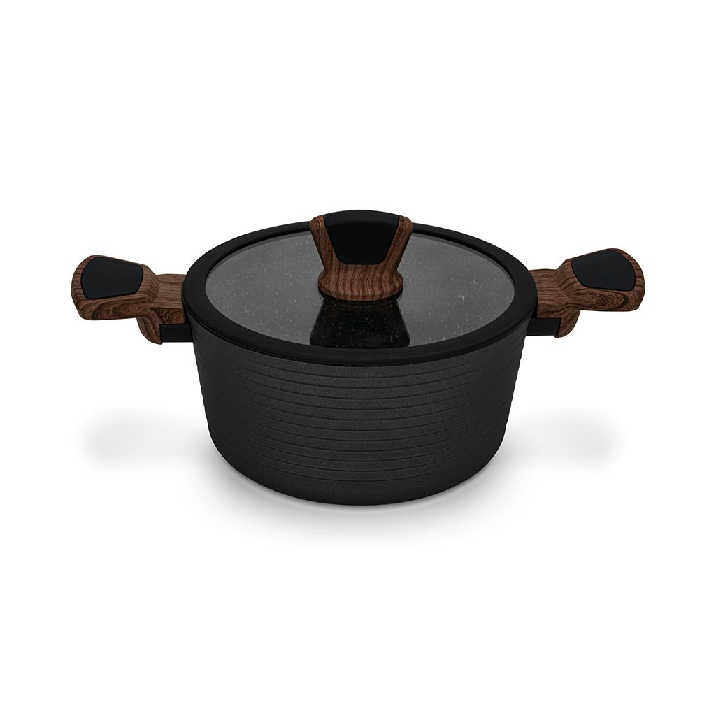 Кастрюля DIAMOND 20x10см / 2,6л со стеклянной крышкой (алюминий)