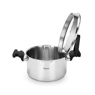 Кастрюля ELIZ 20x11 см / 3,3л со стеклянной крышкой (нерж.сталь)