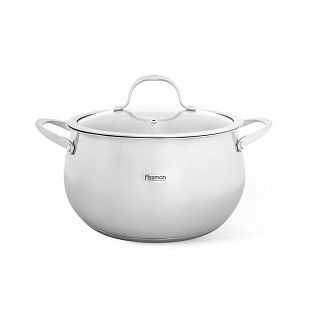 Кастрюля CASSIA 24x14 см / 6,3л со стеклянной крышкой (нерж.сталь)