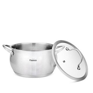 Кастрюля CASSIA 24x14 см / 6,3л со стеклянной крышкой (нерж.сталь)