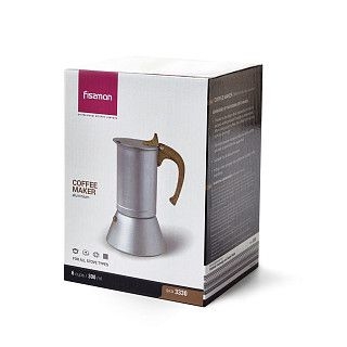 Гейзерная кофеварка с ручкой "под дерево" 300 мл на 6 порций (алюми