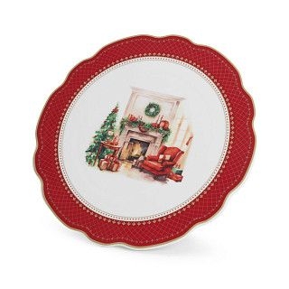 Подставка для торта CHRISTMAS EVE 28см цвет красный (фарфор)