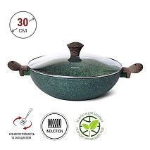 Вок MALACHITE 30x9 см с крышкой (алюминий)