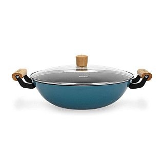 Вок SEAGREEN 32x9,2см / 5л. со стеклянной крышкой (эмалированный чу