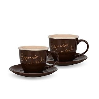 Набор из 2-х чашек 240 мл BLACK COFFEE с блюдцами (фарфор)