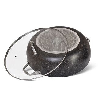 Вок PROMO 40x12см / 13,2л со стеклянной крышкой (алюминий)