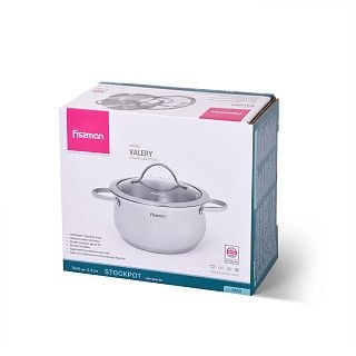 Кастрюля VALERY 18x9 см / 2.3 л со стеклянной крышкой (нерж. сталь)