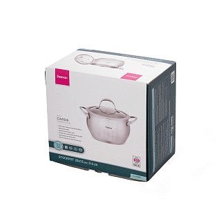 Кастрюля CASSIA 20x12 см / 3,6л со стеклянной крышкой (нерж.сталь)