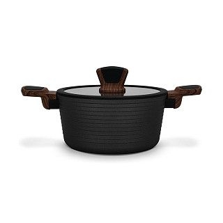 Кастрюля DIAMOND 20x10см / 2,6л со стеклянной крышкой (алюминий)