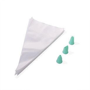 Набор из 50 кондитерских мешков 35 см с 3 насадками (пластик)