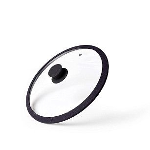 Крышка ARCADES 20 см с "мраморным" ободком, Чёрный (стекло)