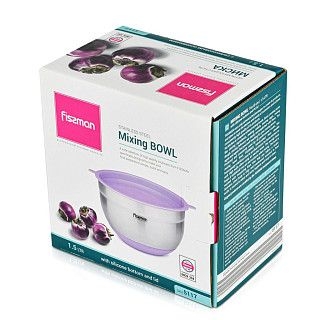 Миска 16x10 см / 1.5 л с крышкой (нерж. сталь)