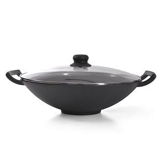 Вок 34x10,4см / 4,85л со стеклянной крышкой (чугун)