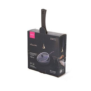 Сковорода для жарки UNIQUE PRO 26x6,9см со стеклянной крышкой (алю