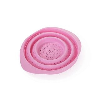 Складной дуршлаг 15x9 см, цвет ЧАЙНАЯ РОЗА (силикон)
