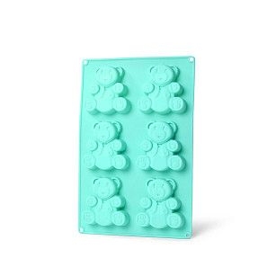 Форма для выпечки 6 кексов МЕДВЕЖОНОК, цвет ЛАЗУРНЫЙ (силикон)