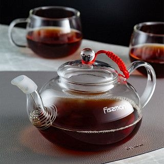 Заварочный чайник 800 мл со стальным фильтром (жаропрочное стекло)