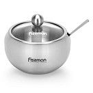 Сахарница со стеклянной крышкой 350 мл (нерж. сталь)