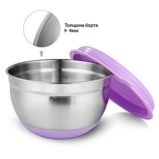 Миска 24x13,5 см / 4,5 л с крышкой (нерж. сталь)