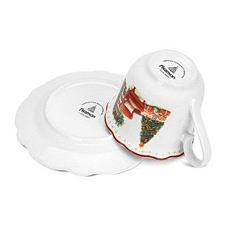 Набор из 2 чашек CHRISTMAS EVE 250 мл с блюдцами цвет красный (фар