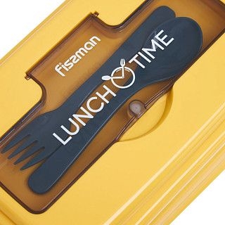 Ланч-бокс с тремя отделениями 21,5x15x8см / 1100мл, цвет Жёлтый