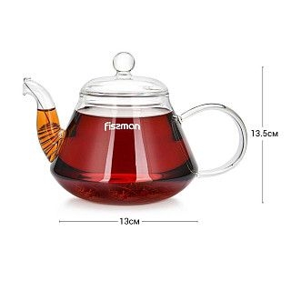 Заварочный чайник 1000 мл со стальным фильтром (жаропрочное стекло)
