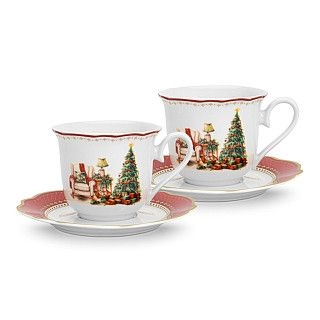 Набор из 2 чашек CHRISTMAS EVE 250 мл с блюдцами цвет красный (фар
