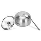 Сахарница со стеклянной крышкой 350 мл (нерж. сталь)