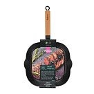 Сковорода-гриль 28x3,0см квадратная с деревянной  ручкой (эмалирова