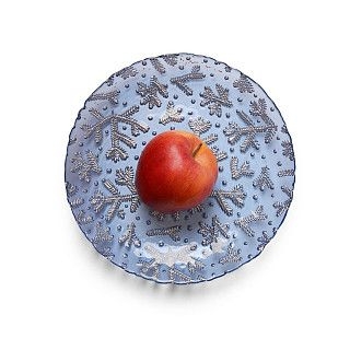 Тарелка стеклянная 21 см New Year blue