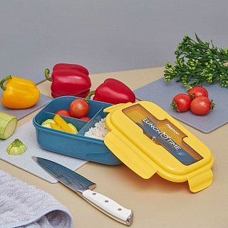 Ланч-бокс с тремя отделениями 21,5x15x8см / 1100мл, цвет Жёлтый