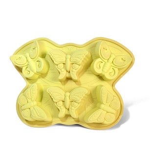 Форма для выпечки 6 кексов БАБОЧКА, цвет РОЗОВАЯ ГВОЗДИКА (силикон)