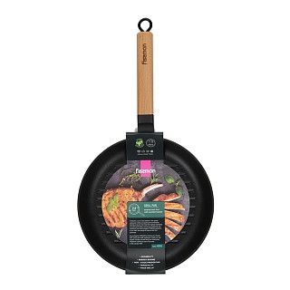 Сковорода-гриль 24x3,5см с деревянной ручкой (эмалированный чугун)