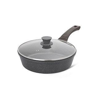 Сковорода для жарки UNIQUE PRO 26x6,9см со стеклянной крышкой (алю