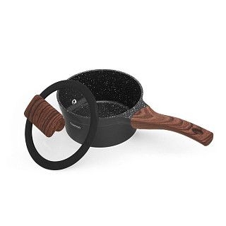 Ковш FILOMENA 16x8см / 1,2 л со стеклянной крышкой (алюминий)