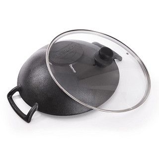 Вок 34x10,4см / 4,85л со стеклянной крышкой (чугун)