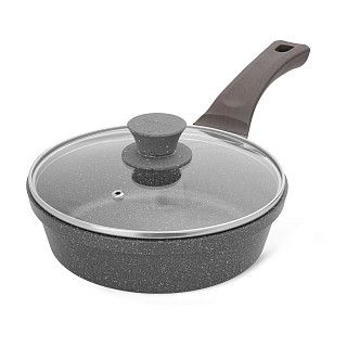 Сковорода для жарки UNIQUE PRO 24x6,4см со стеклянной крышкой (алю