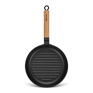 Сковорода-гриль 24x3,5см с деревянной ручкой (эмалированный чугун)