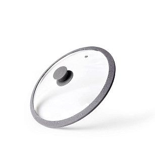 Крышка ARCADES 20 см с "мраморным" ободком, цвет СЕРЫЙ (стекло)