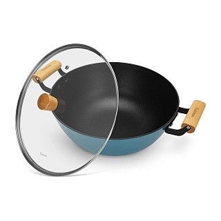 Кастрюля SEAGREEN 32x12,5см / 8л. со стеклянной крышкой (эмалирован