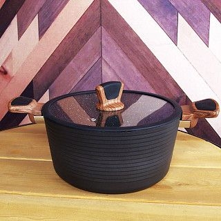 Кастрюля DIAMOND 28x13,5см / 7,1л со стеклянной крышкой (алюминий)