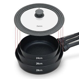 Крышка TRIPLEX 24/26/28см Многоразмерная, цвет Темно-серый (стекло)