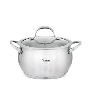 Кастрюля CASSIA 22x13 см / 4,7л со стеклянной крышкой (нерж.сталь)