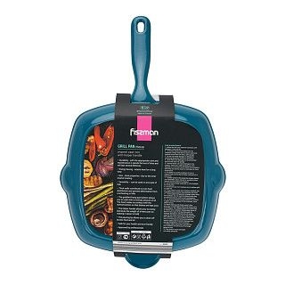 Сковорода-гриль 27x5,0см квадратная с вспомогательной ручкой (эмали