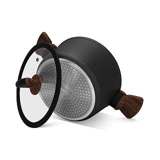 Кастрюля DIAMOND 20x10см / 2,6л со стеклянной крышкой (алюминий)