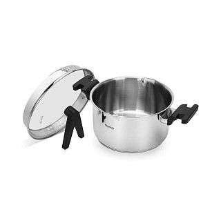 Кастрюля ELIZ 24x13 см / 5,6л со стеклянной крышкой (нерж.сталь)