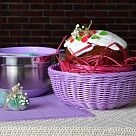 Плетеная корзинка круглая 24x10 см (пластик)