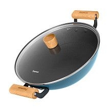 Вок SEAGREEN 32x9,2см / 5л. со стеклянной крышкой (эмалированный чу